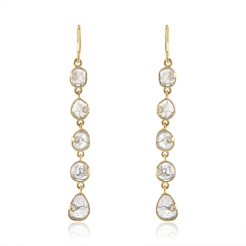 modern earrings for women -ALYA DIAMOND SLICE LINEAR EARRINGS