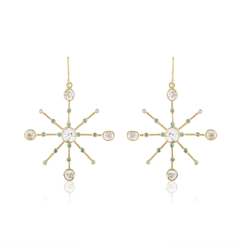 holiday earrings for festive seasons -ELECTRA DIAMOND SLICE EARRINGS WITH SAPPHIRES AND TOPAZ