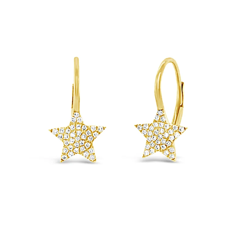 rose gold earrings for girls -Diamond Star Lever-Back Earrings