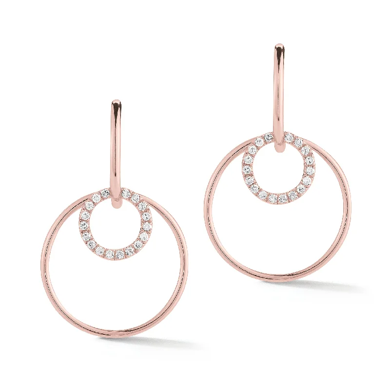 zodiac earrings for astrology lovers -Diamond Double Hoop Drop Earrings