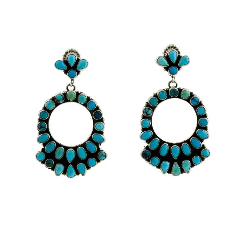 cute heart-shaped earrings for girls -Egyptian Turquoise Dream Circle Earrings