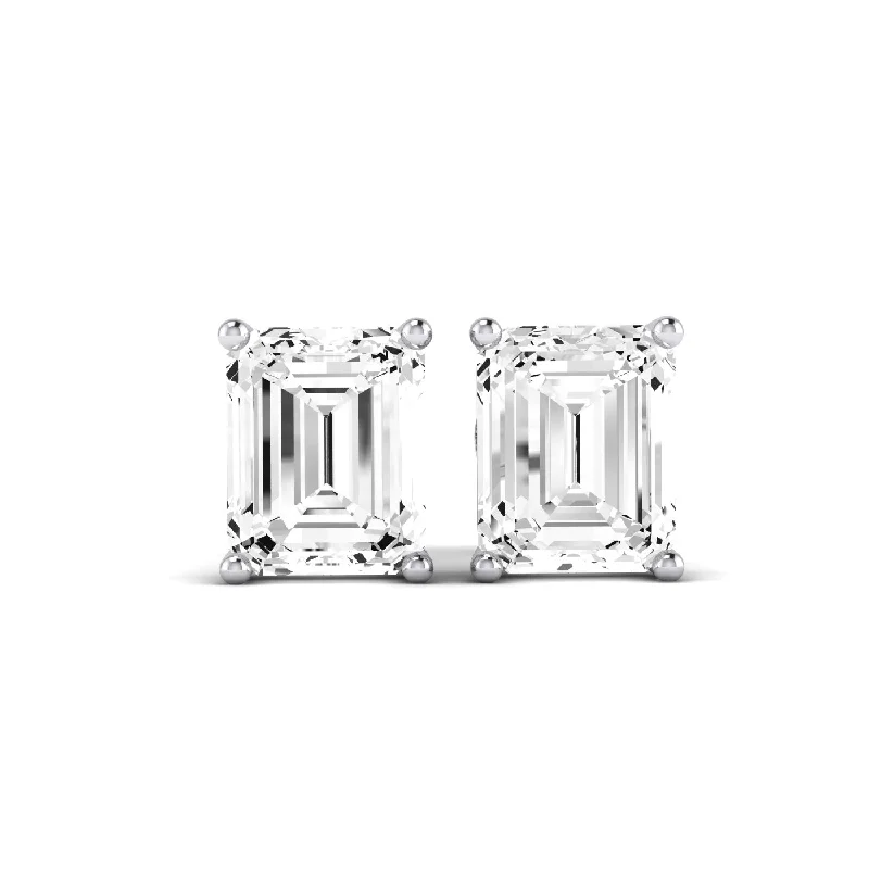 crystal earrings for special occasions -Elowen Emerald Cut Diamond Stud Earrings