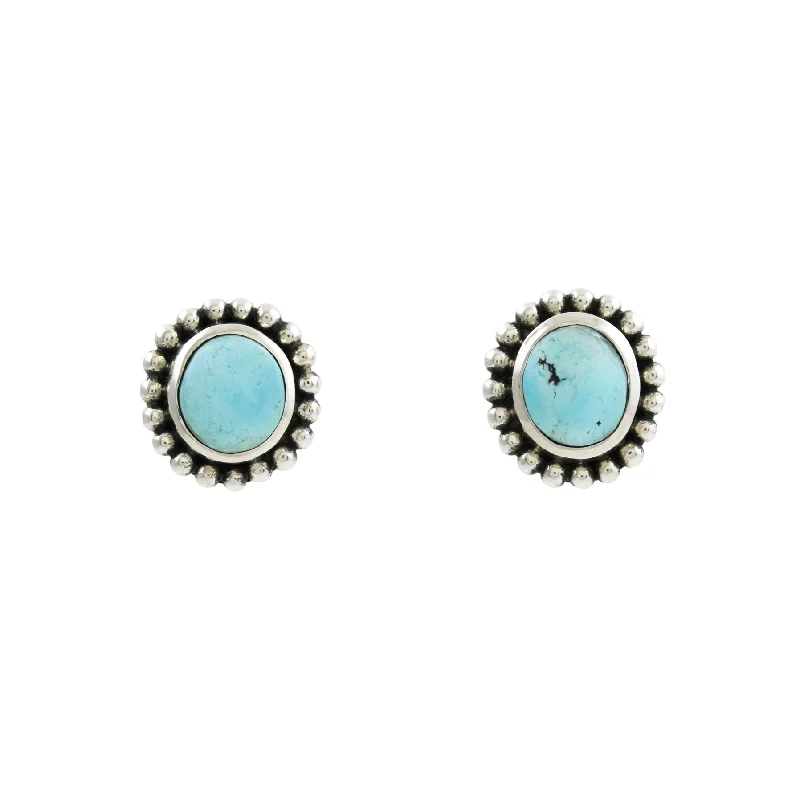 vintage style earrings for weddings -Granulated Silver Studs x Golden Hills Turquoise