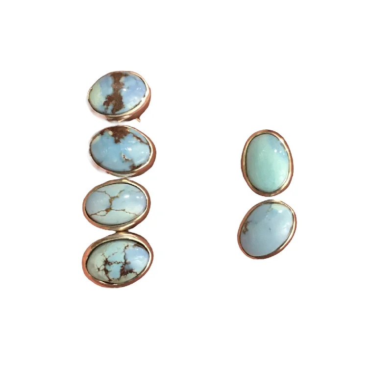 gemstone earrings for special occasions -Golden Hills Turquoise x Silver Studs Earrings