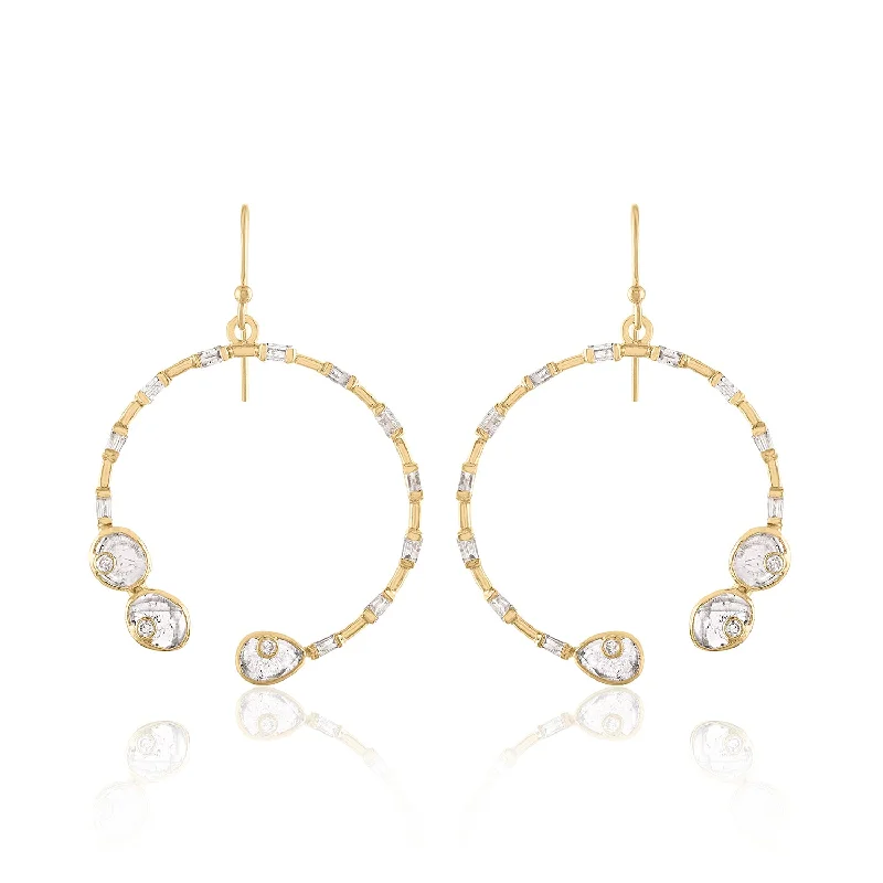 gold teardrop earrings for special occasions -RADIANCE DIAMOND SLICE HOOP EARRINGS