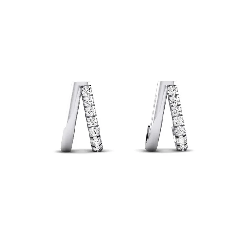 silver hoop earrings for girls -Ilana Split Huggie Moissanite Stud Earrings