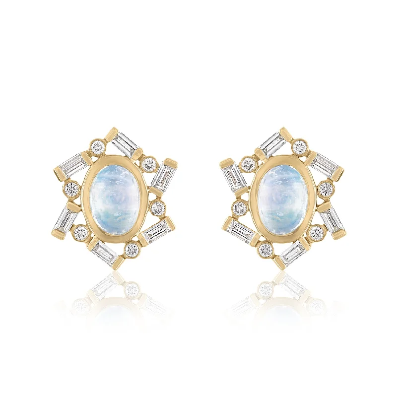 large statement earrings for parties -JUBILEE MOONSTONE STUD EARRINGS