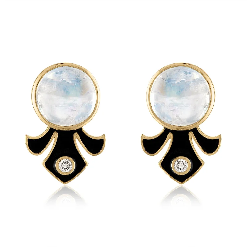 enamel earrings for kids -MAGDALENA MOONSTONE STUD EARRINGS