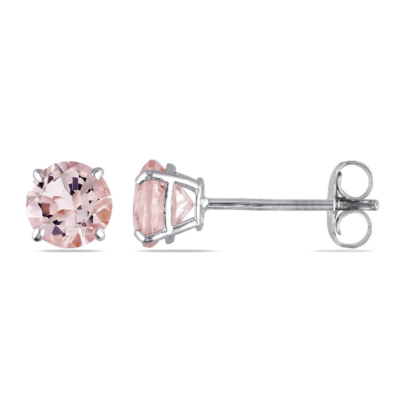 sapphire earrings for formal occasions -Miadora 14k White Gold 1ct TGW Morganite Stud Earrings