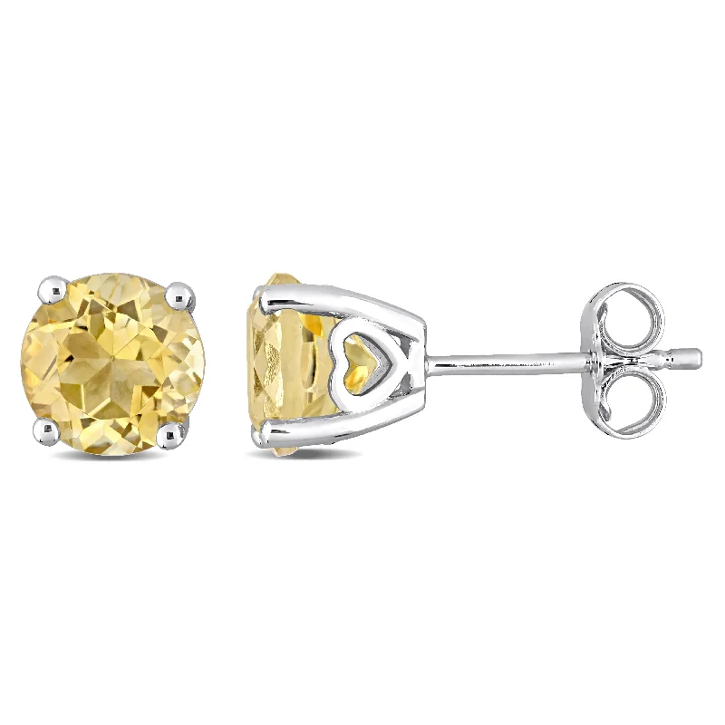 drop earrings for evening wear -Miadora Citrine Birthstone Solitaire Stud Earrings in Sterling Silver