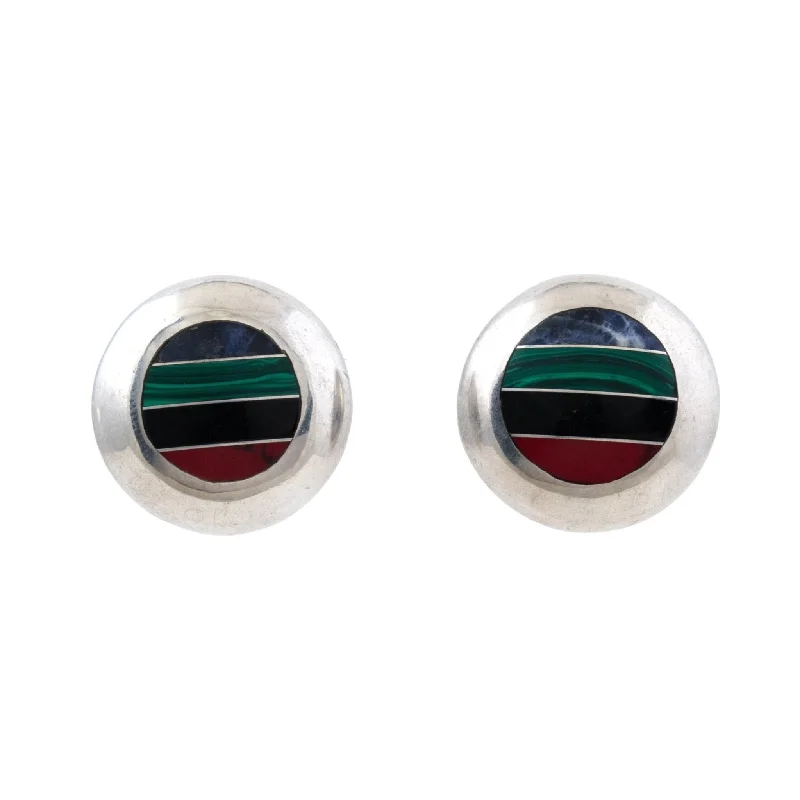 clip-on earrings for sensitive ears -Multi-Stone Inlay Earrings