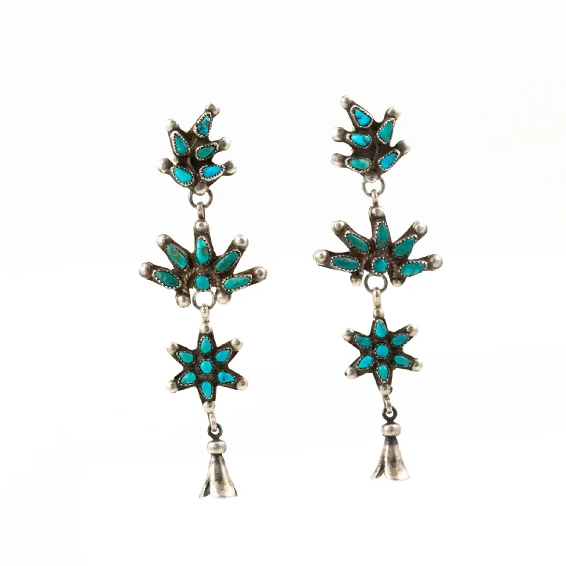 fashion statement earrings for women -Needle Point Turquoise Drop Earrings