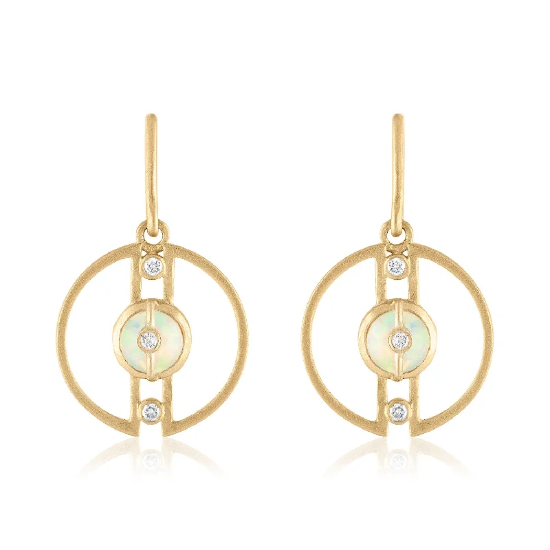 pearl drop earrings for brides -Petite Hoop Earrings with Ethiopian Opals and Diamonds