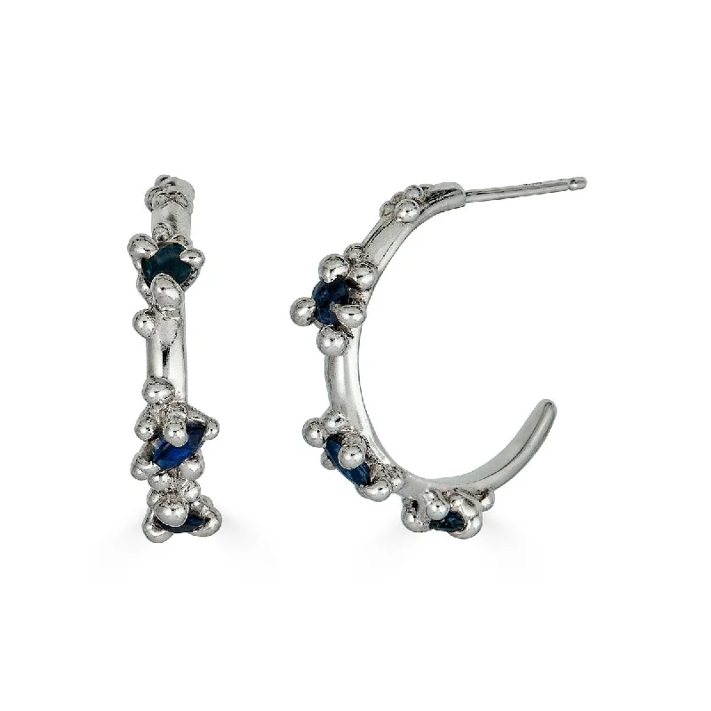 dangle earrings for weddings -Sapphire Froth Hoops, Silver