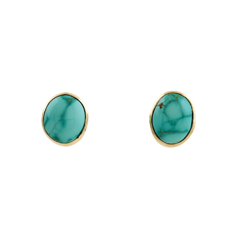 rose gold earrings for girls -Sierra Nevada Turquoise 14k Studs