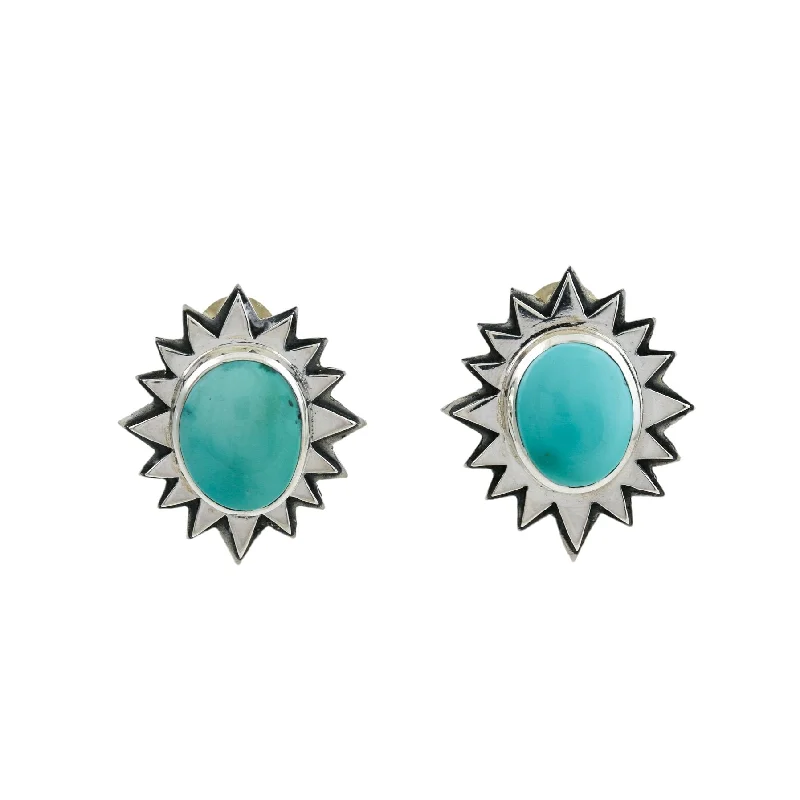 diamond drop earrings for formal events -Star Burst Golden Hills Turquoise Studs