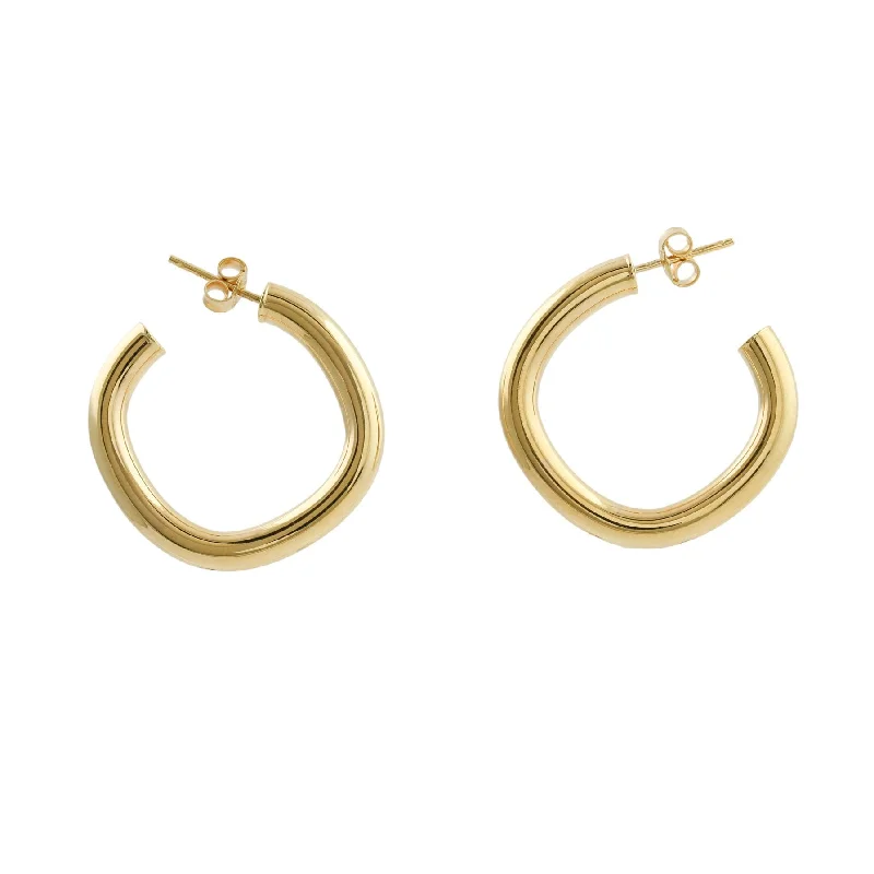 black diamond earrings for luxury lovers -10k Gold x  5mm Squoval Hoop Earrings