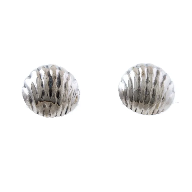 chunky earrings for women -Textured Silver Shell Earrings