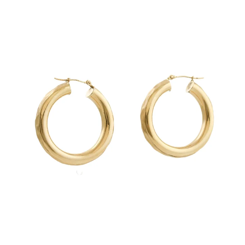 simple stud earrings for girls -14k Hammered Tube Hoops