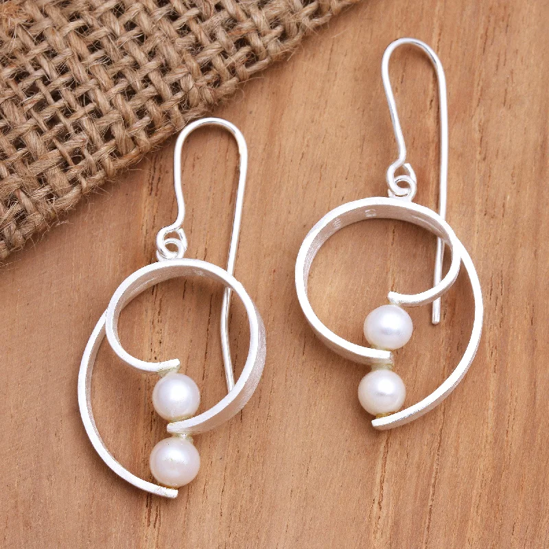 pearl stud earrings for casual wear -Affectionate Afternoon Hand Crafted Cultured Pearl Dangle Earrings