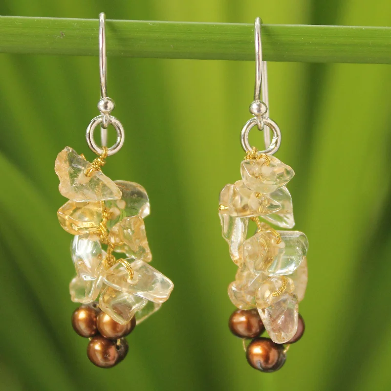 gold earrings for everyday wear -Afternoon Light Citrine Beaded Earrings