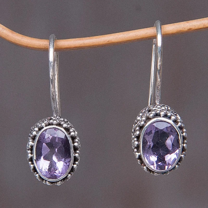 butterfly stud earrings for girls -Amethyst & Sterling Silver Drop Earrings