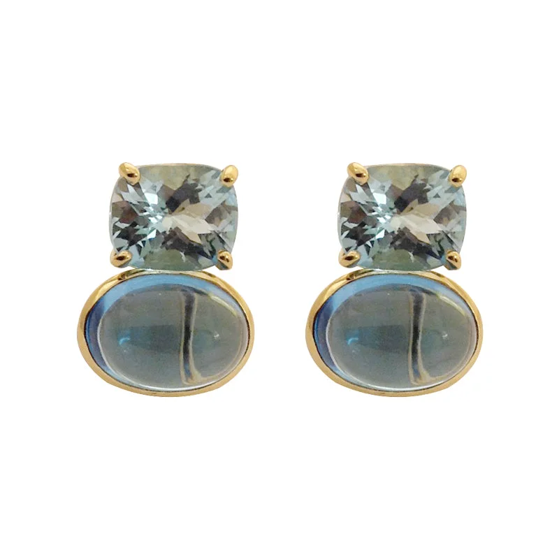 dainty earrings for women -EARRINGS - BLUE TOPAZ IN 18K GOLD