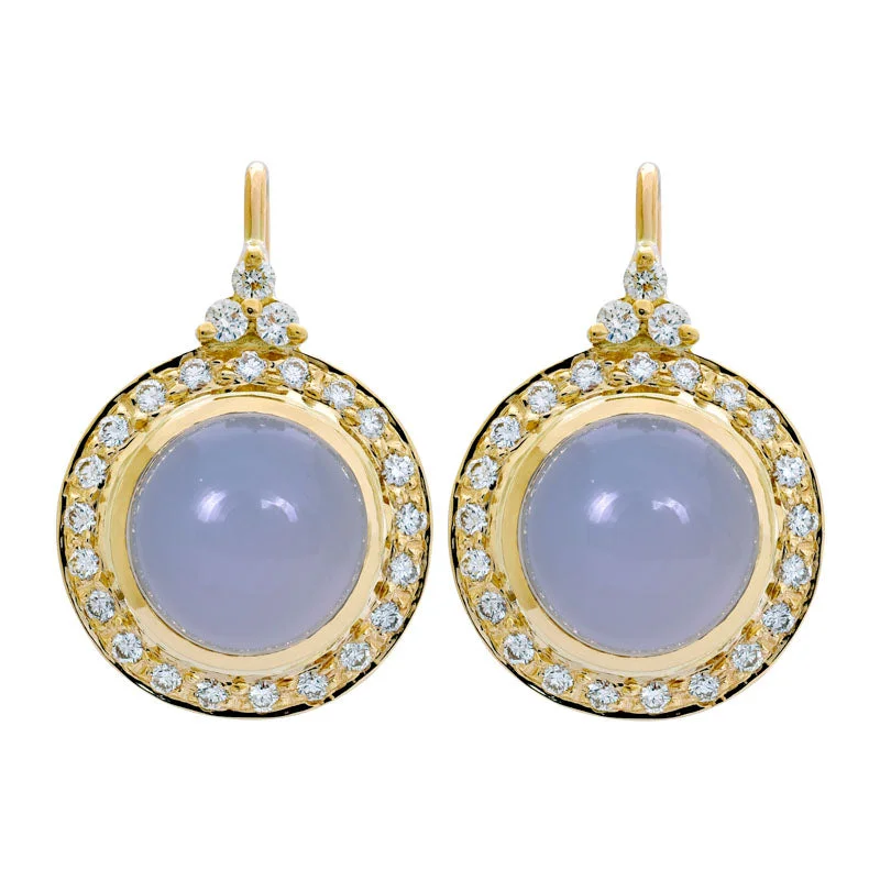 holiday earrings for festive seasons -Earrings- Chalcedony and Diamond