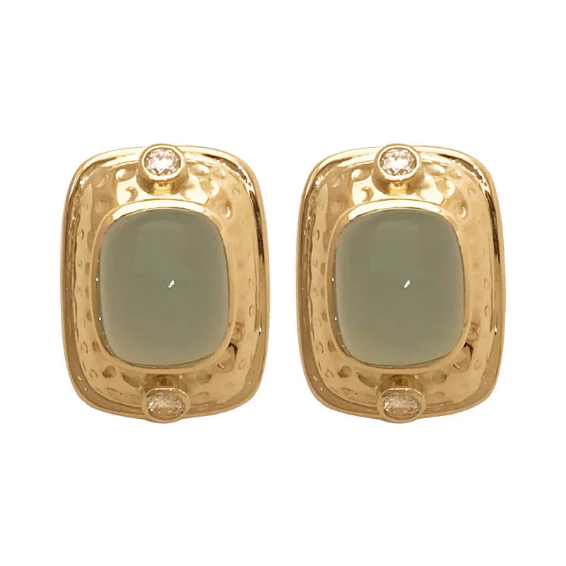 classic hoop earrings for women -EARRINGS- CHALCEDONY AND DIAMOND IN 18K GOLD