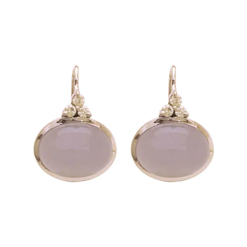 oversized earrings for fashion lovers -EARRINGS- CHALCEDONY AND DIAMOND IN STERLING SILVER