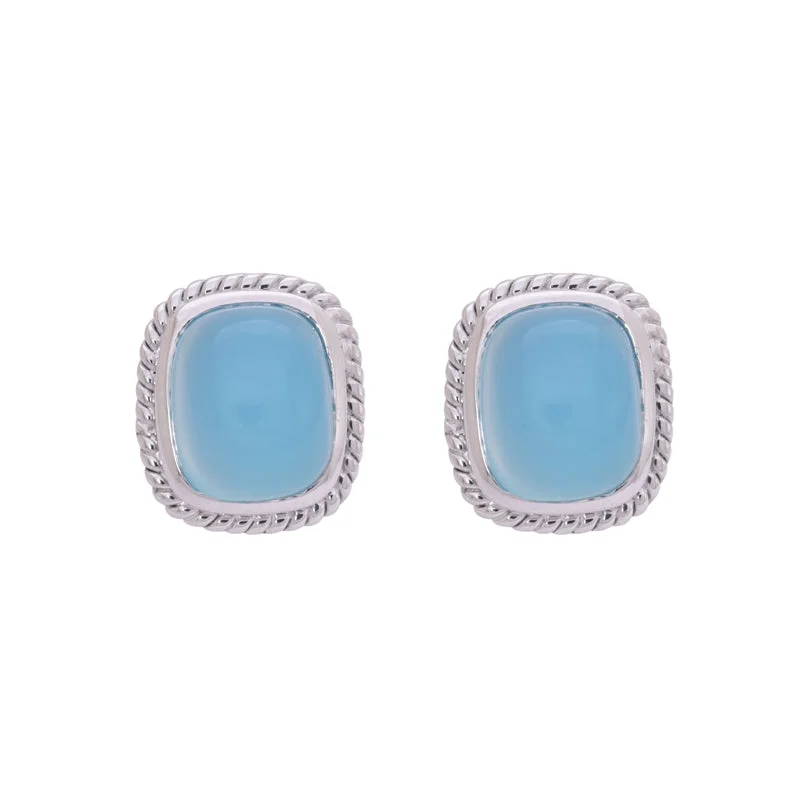 luxury pearl earrings for brides -Earrings- Chalcedony in Silver