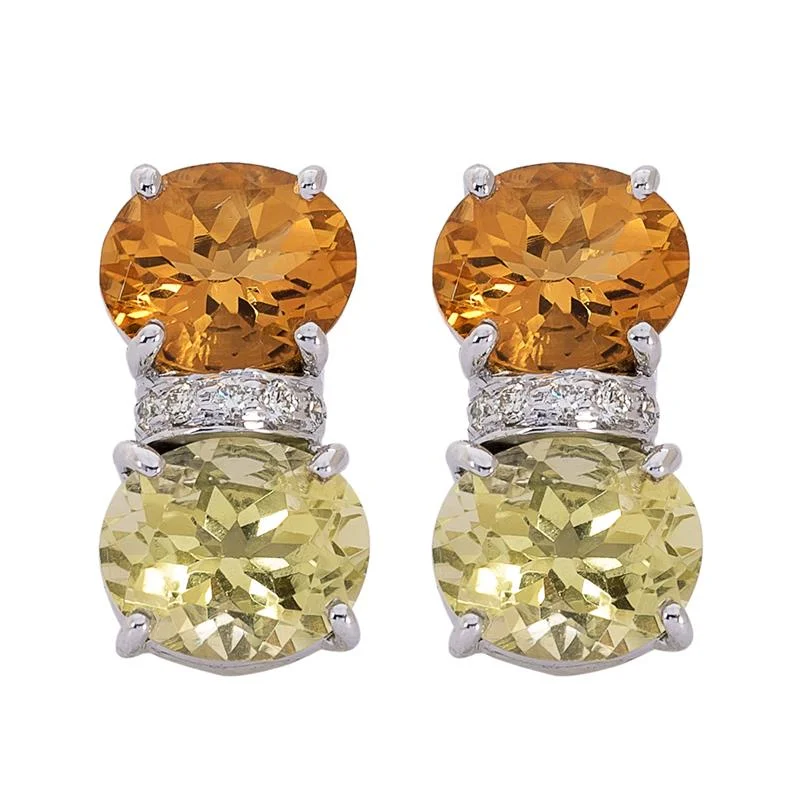 classic hoop earrings for women -Earrings- Citrine, Lemon Quartz and Diamond  (271GS)