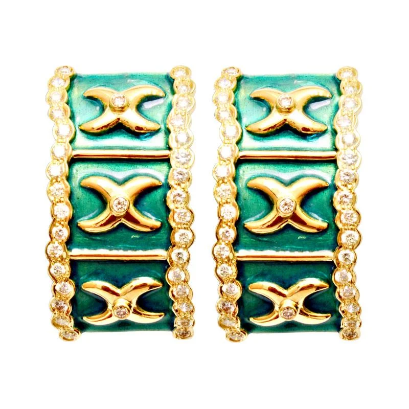 statement earrings for casual wear -Earrings-Diamond (Enamel)  (1974H)