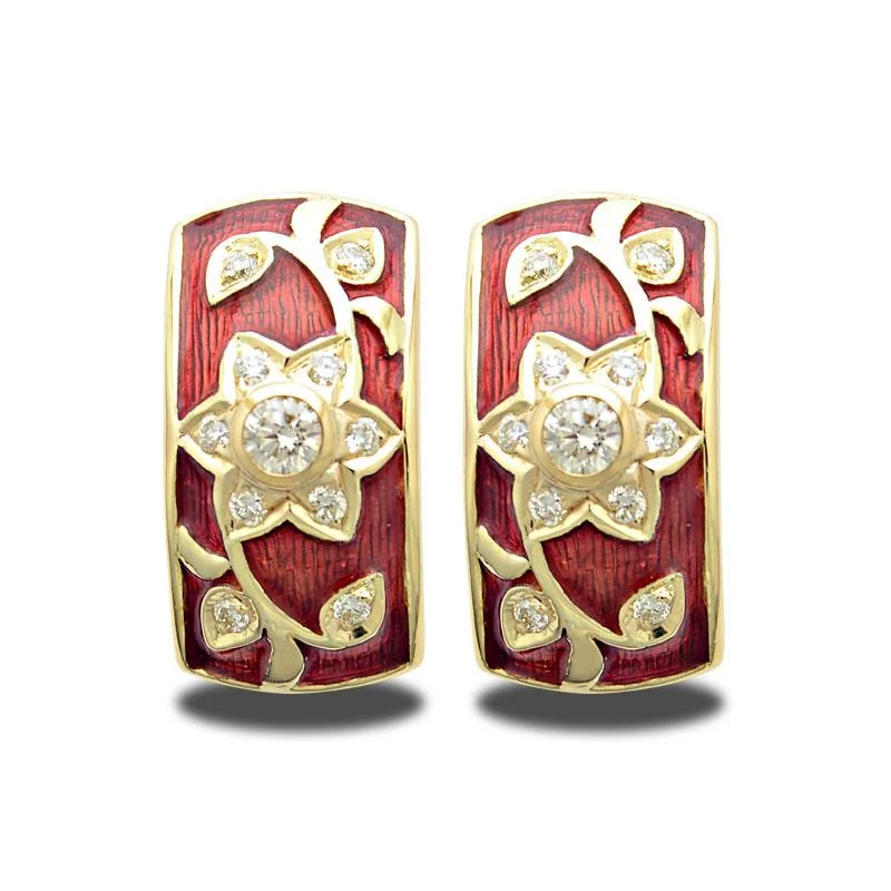 silver earrings for sensitive ears -Earrings-Diamond (Enamel)  (2004F)