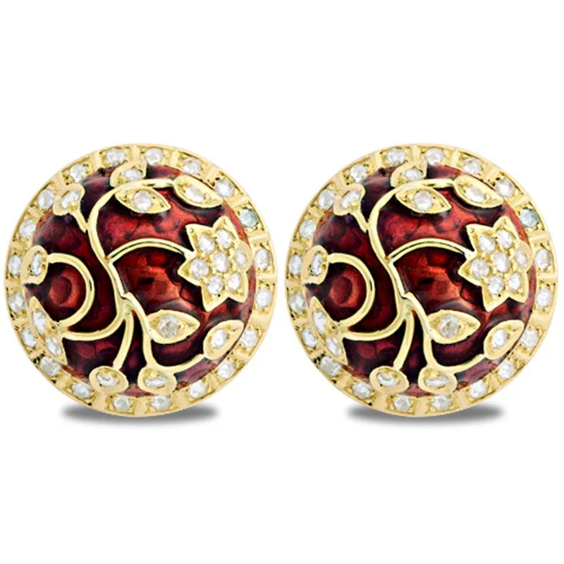 tribal earrings for men -Earrings-Diamond (Enamel) (2027B)