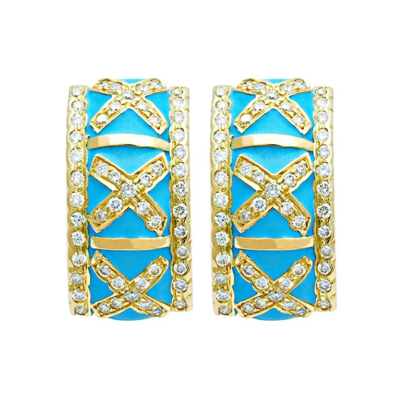 diamond earrings for anniversaries -Earrings-Diamond (Enamel)  (2033I)