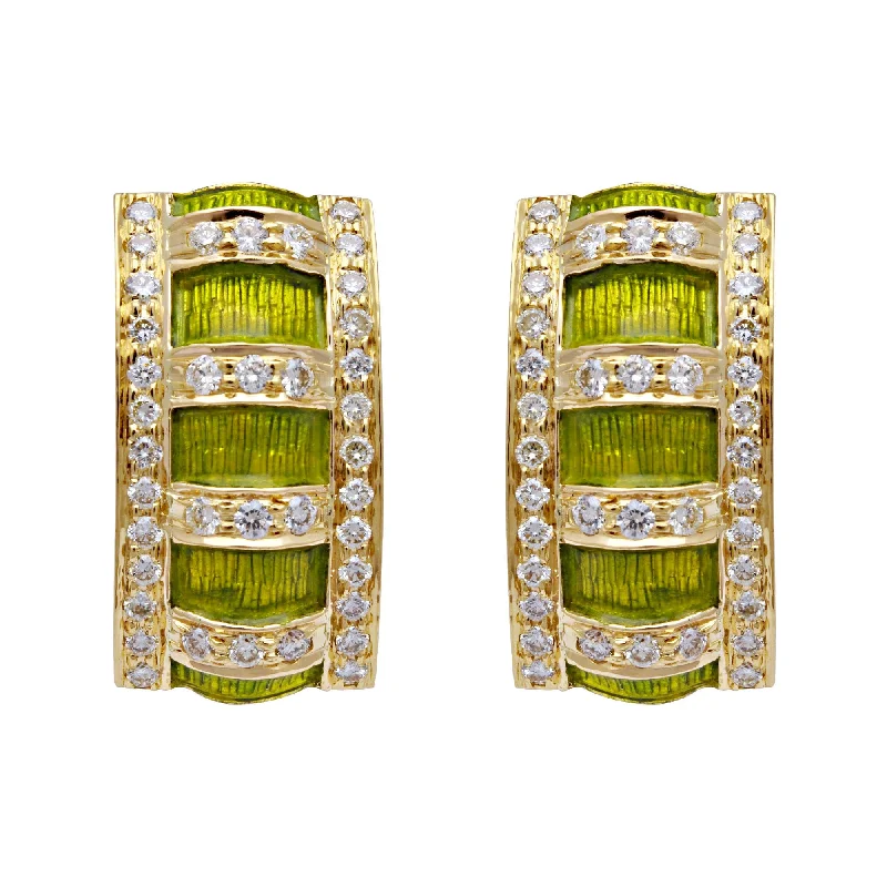 personalized gold earrings for women -Earrings-Diamond (Enamel)  (2105D)