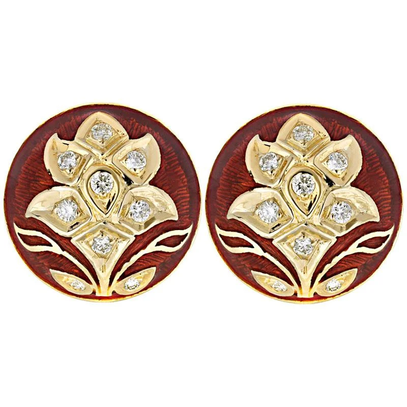 enamel earrings for kids -Earrings-Diamond (Enamel)  (2105G)