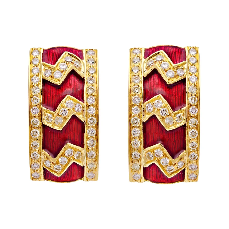 creative earrings for fashion lovers -Earrings-Diamond (Enamel)  (2106I)