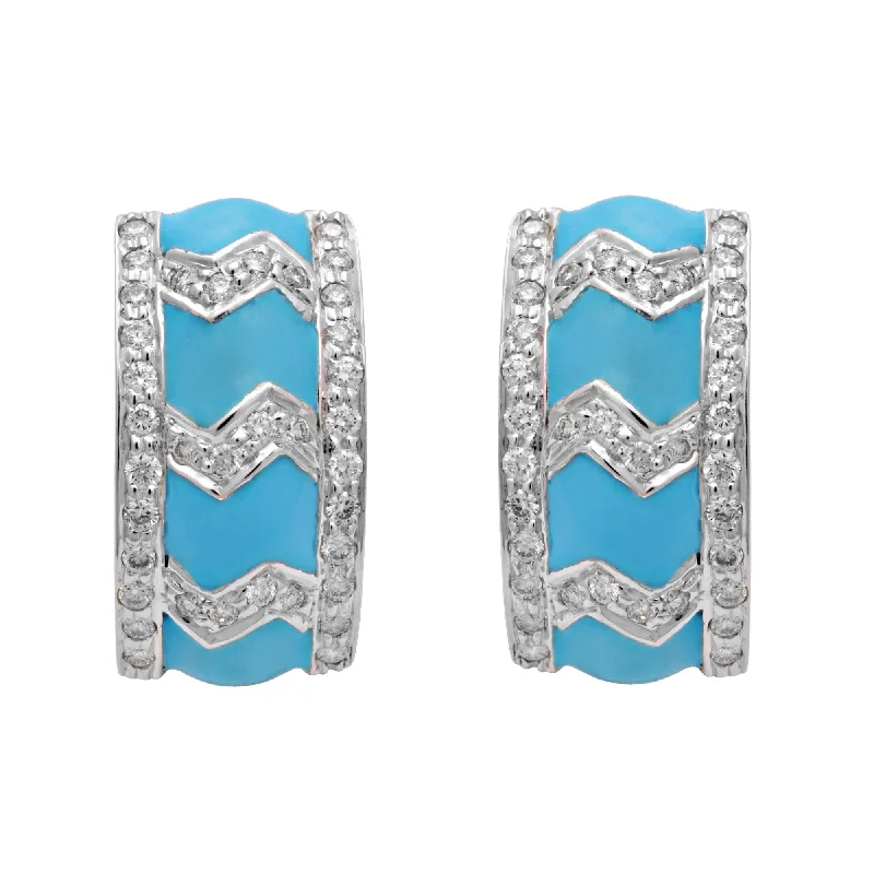 crystal drop earrings for evening wear -Earrings-Diamond (Enamel)  (191AS)