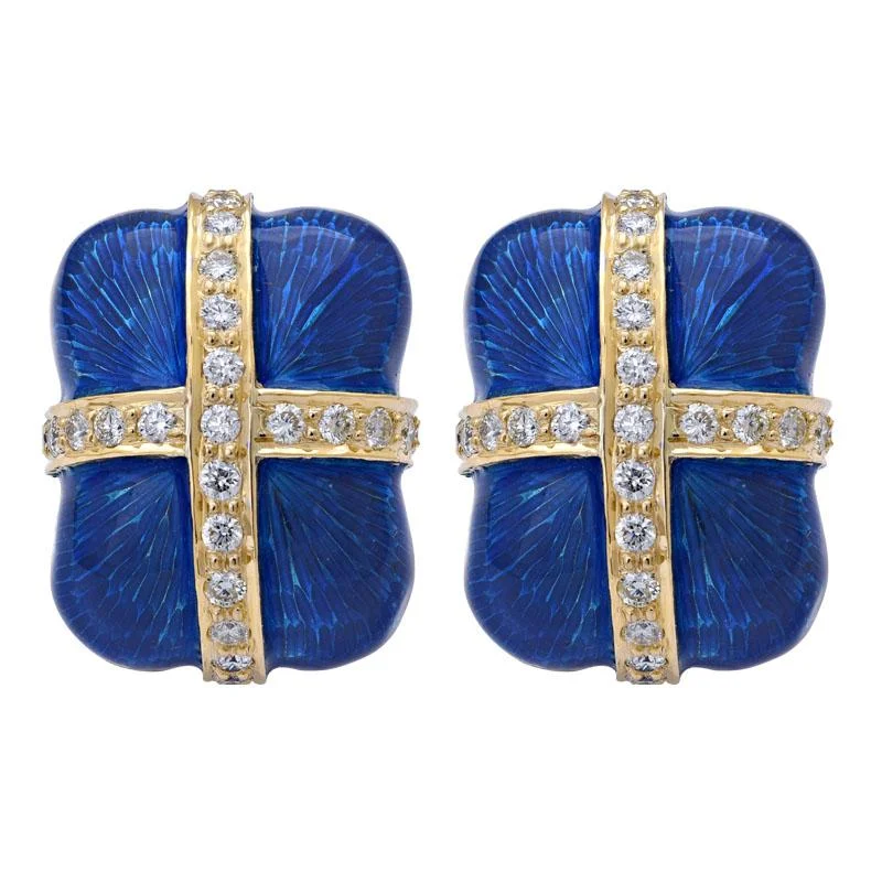 casual earrings for everyday wear -Earrings-Diamond (Enamel)  (11KM)