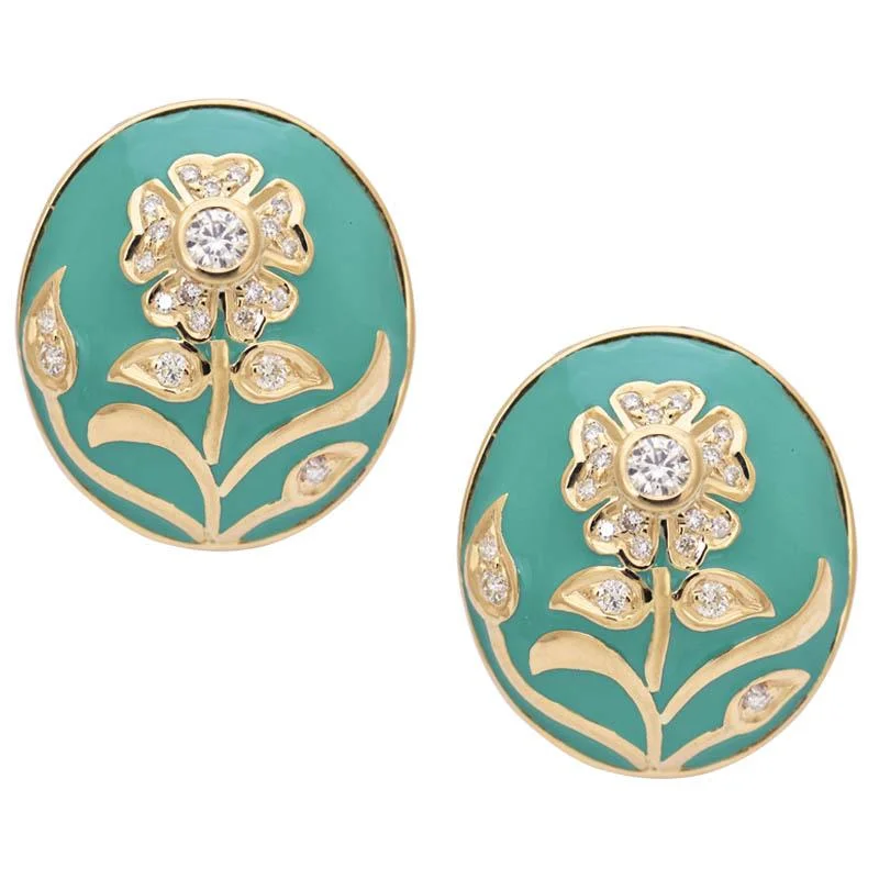 modern earrings for women -Earrings- Diamond (Enamel)  (2188D)