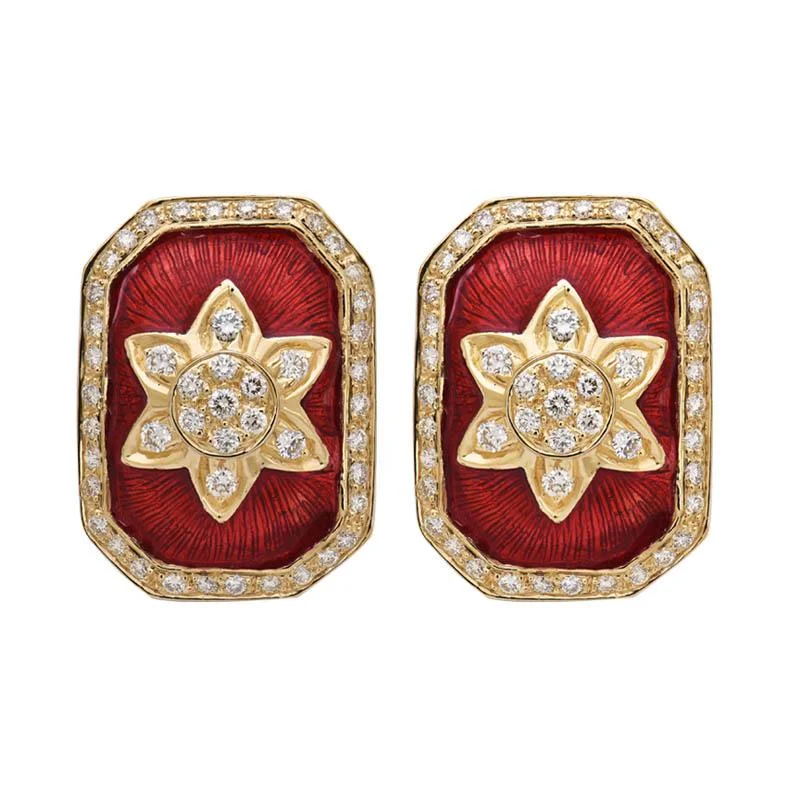 stylish hoop earrings for women -Earrings- Diamond (Enamel)  (2190D)