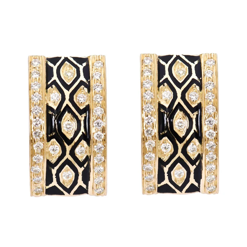 gold earrings for bridesmaids -Earrings- Diamond (Enamel)  (2190C)