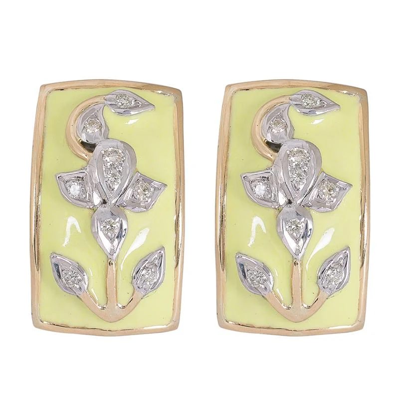 gold stud earrings for women -Earrings- Diamond (Enamel)  (41HM)