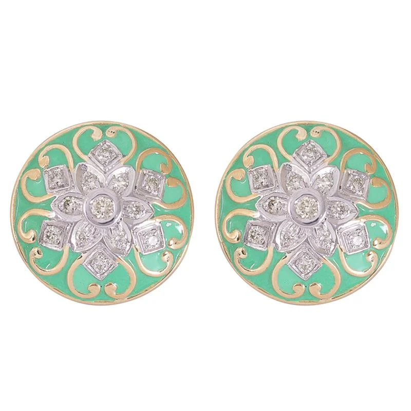 cute earrings for teenagers -Earrings- Diamond (Enamel)  (41FM)