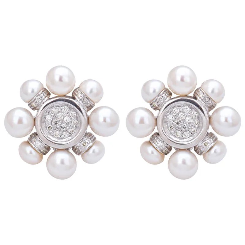 moonstone earrings for women -Earrings- Fresh Water Pearl, South Sea Pearl and Diamond