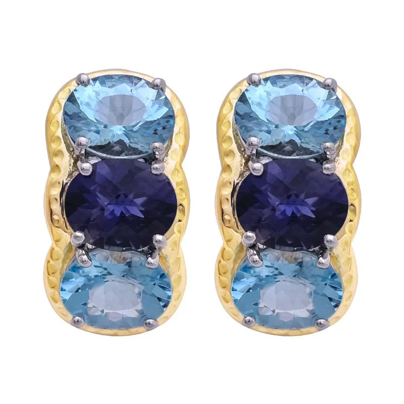 vintage style earrings for weddings -Earrings- Iolite and Blue Topaz  (28BM)