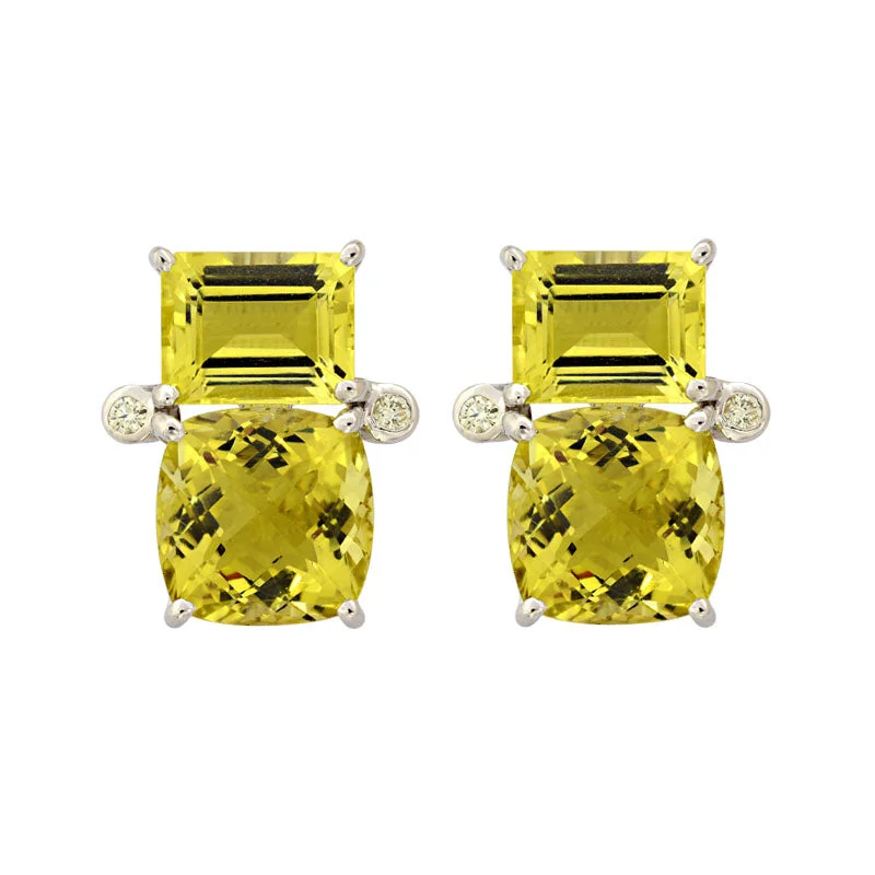 gemstone earrings for special occasions -Earrings-Lemon Quartz and Diamond