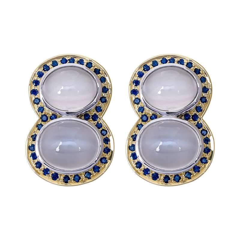 luxury pearl earrings for brides -Earrings - Moonstone and Tanzanite in Silver and Gold